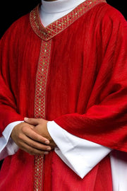 Red Chasuble with Embroidered Panel and Collar — product view