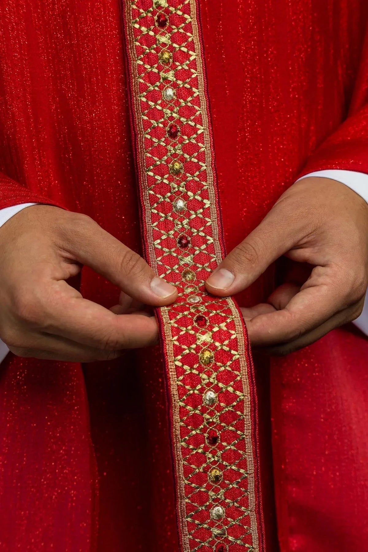 Red Chasuble with Embroidered Panel and Collar — symbol detail