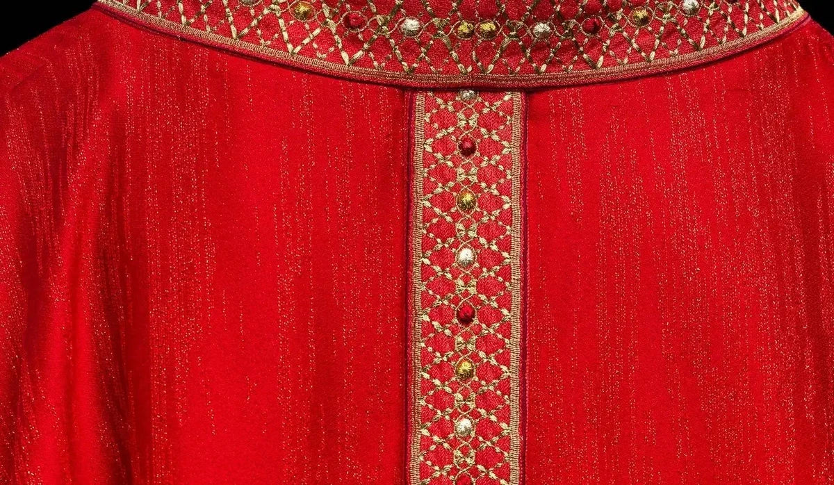 Red Chasuble with Embroidered Panel and Collar — back view