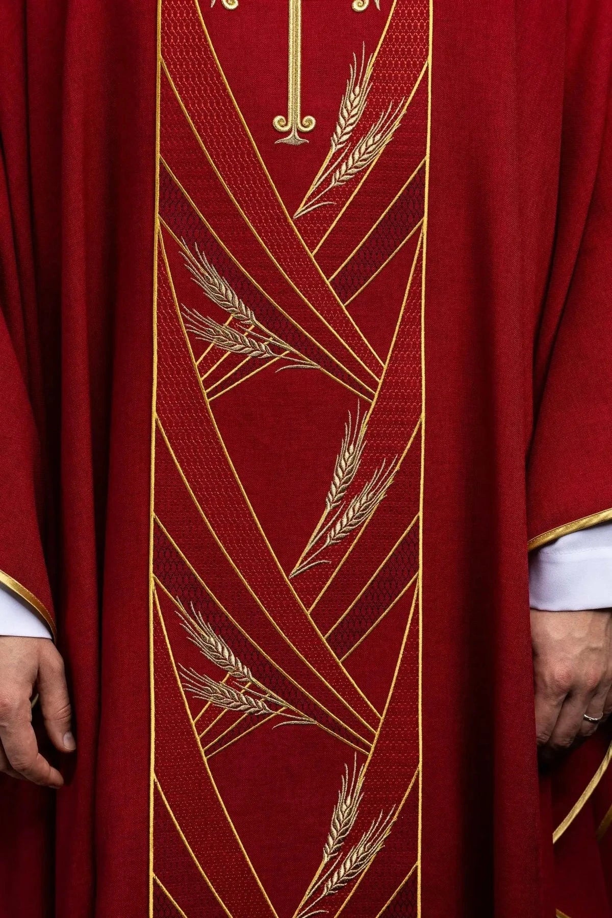Red Chasuble with Embroidered PAX Band — symbol detail