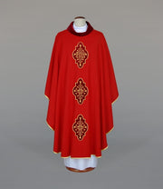 Red Chasuble with Embroidery and Velvet Appliqués – Variant II — product view