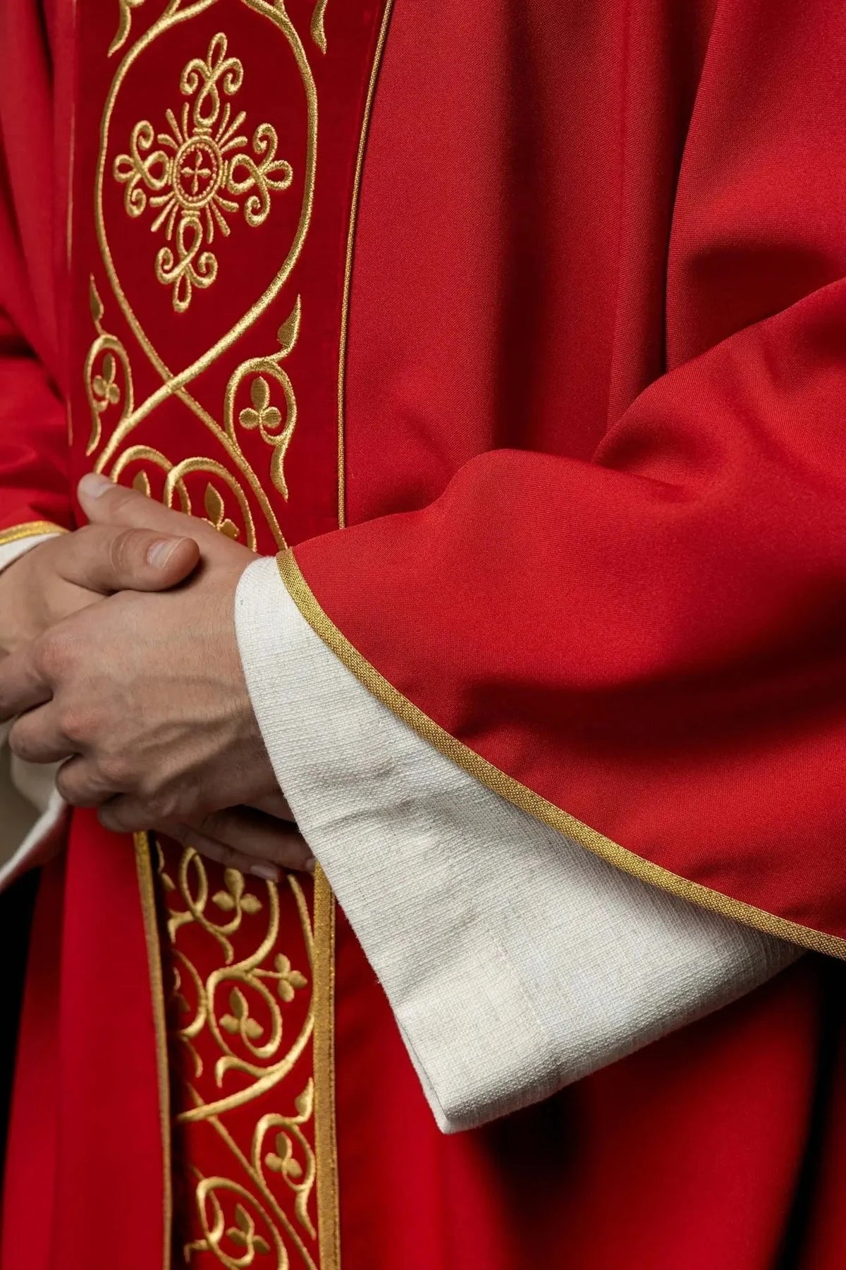 Red Chasuble with Embroidery on Velvet — symbol detail