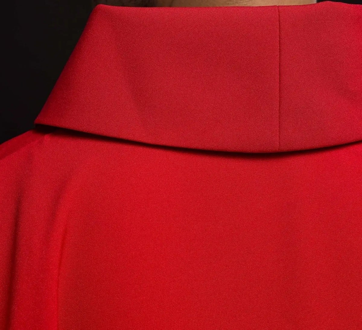Red Chasuble with Gold-Colored IHS Embroidery — back view