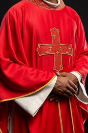 Red Chasuble with Gold Cross – Design VI — Product view