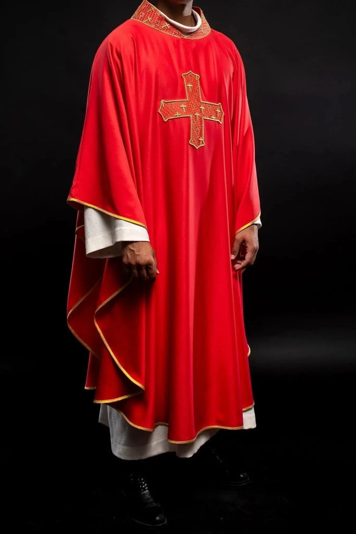 Red Chasuble with Gold Cross – Design VI — Front view