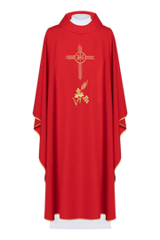 Red Chasuble with IHS Embroidery — product view