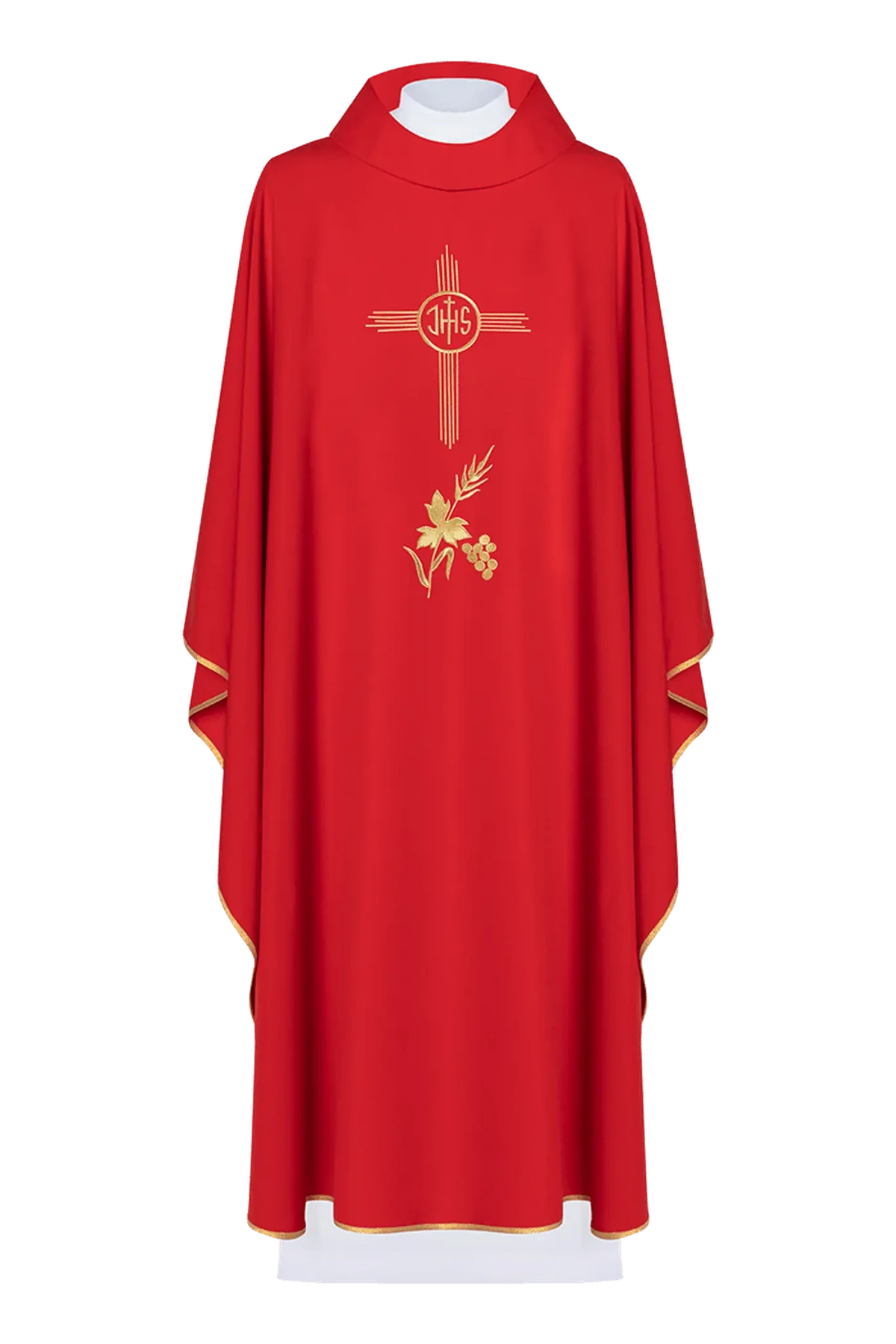 Red Chasuble with IHS Embroidery — product view