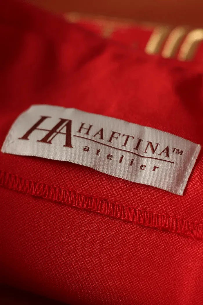 Red Chasuble with IHS Embroidery — embroidery close-up