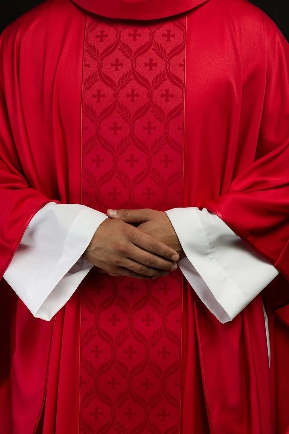 Red Chasuble with Jacquard Cross Band — product view