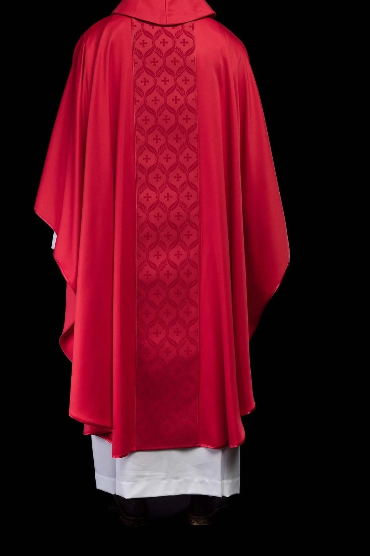 Red Chasuble with Jacquard Cross Band — back view