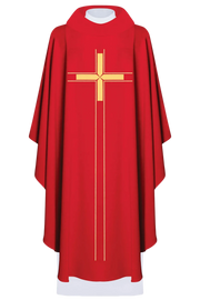 Red Chasuble with Minimalist Embroidery — product view