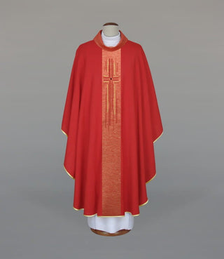 Red Chasuble with Modern Embroidery on a Decorative Band – Variant II — product view