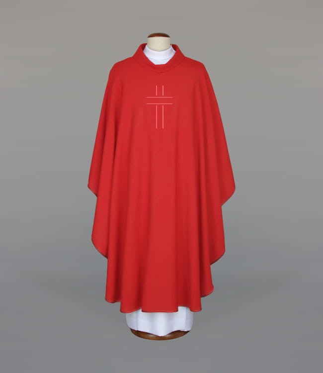 Red Chasuble with Modern Embroidery – Variant IV — product view