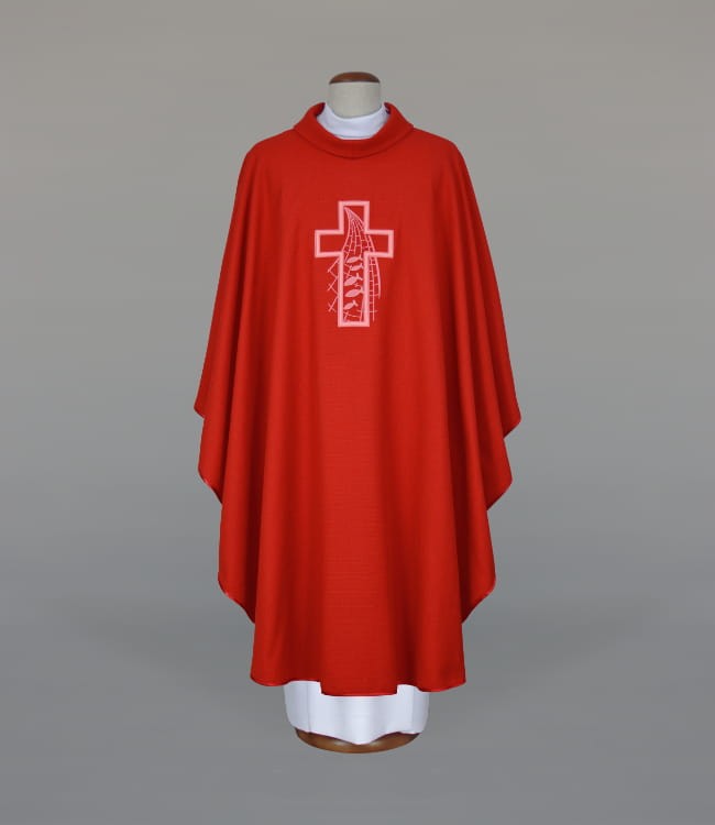 Red Chasuble with Modern Embroidery – Variant VI — product view