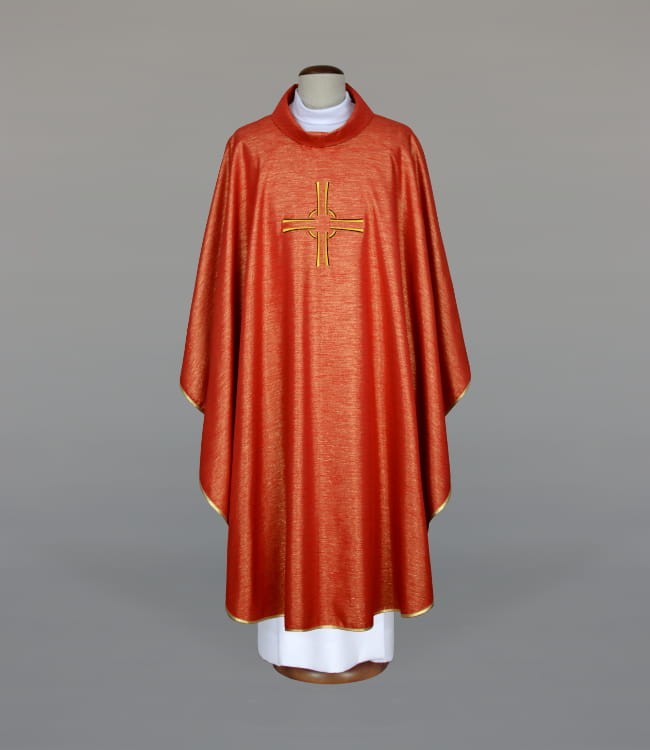 Red Chasuble with Modern Raised Embroidery — product view