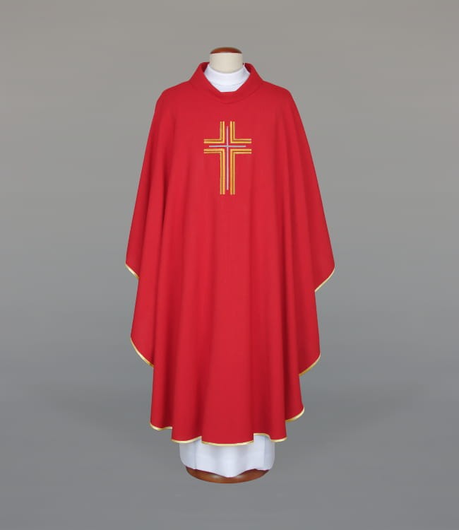 Red Chasuble with Modern Raised Embroidery – Variant II — product view