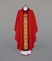 Red Chasuble with Rich Embroidery on Velvet Band – Variant II — product view