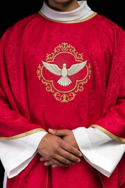 Chasuble rouge en jacquard avec broderie du Saint-Esprit — Vue du produit