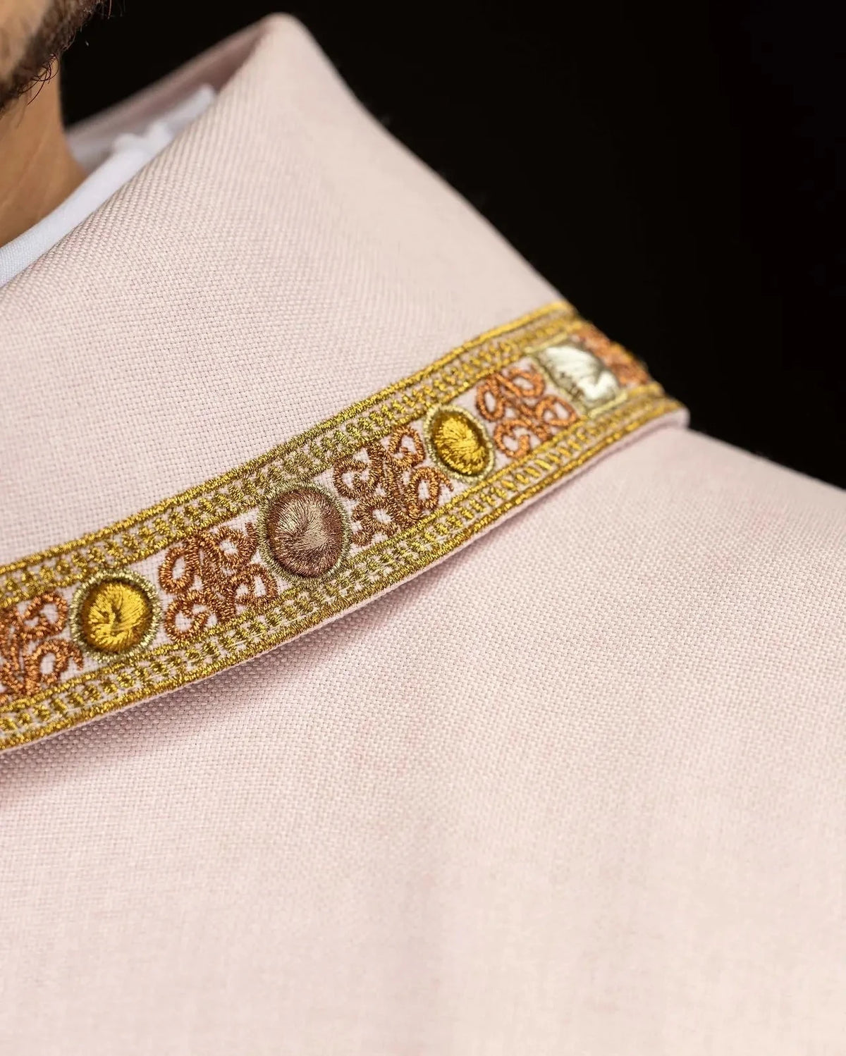 Pink Chasuble with Embroidered IHS Medallion - detail 5