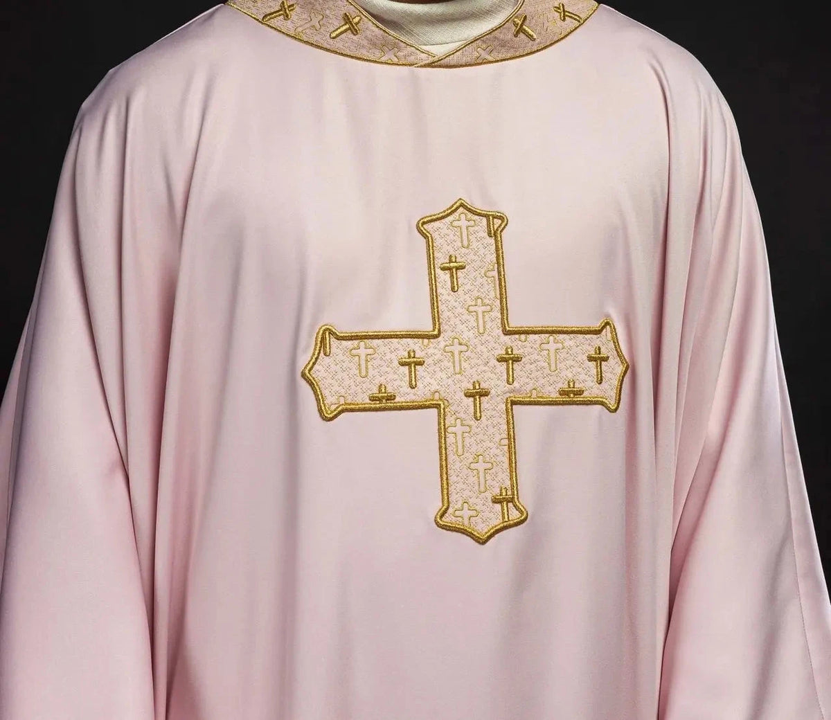 Pink Chasuble with Embroidered Cross - full view