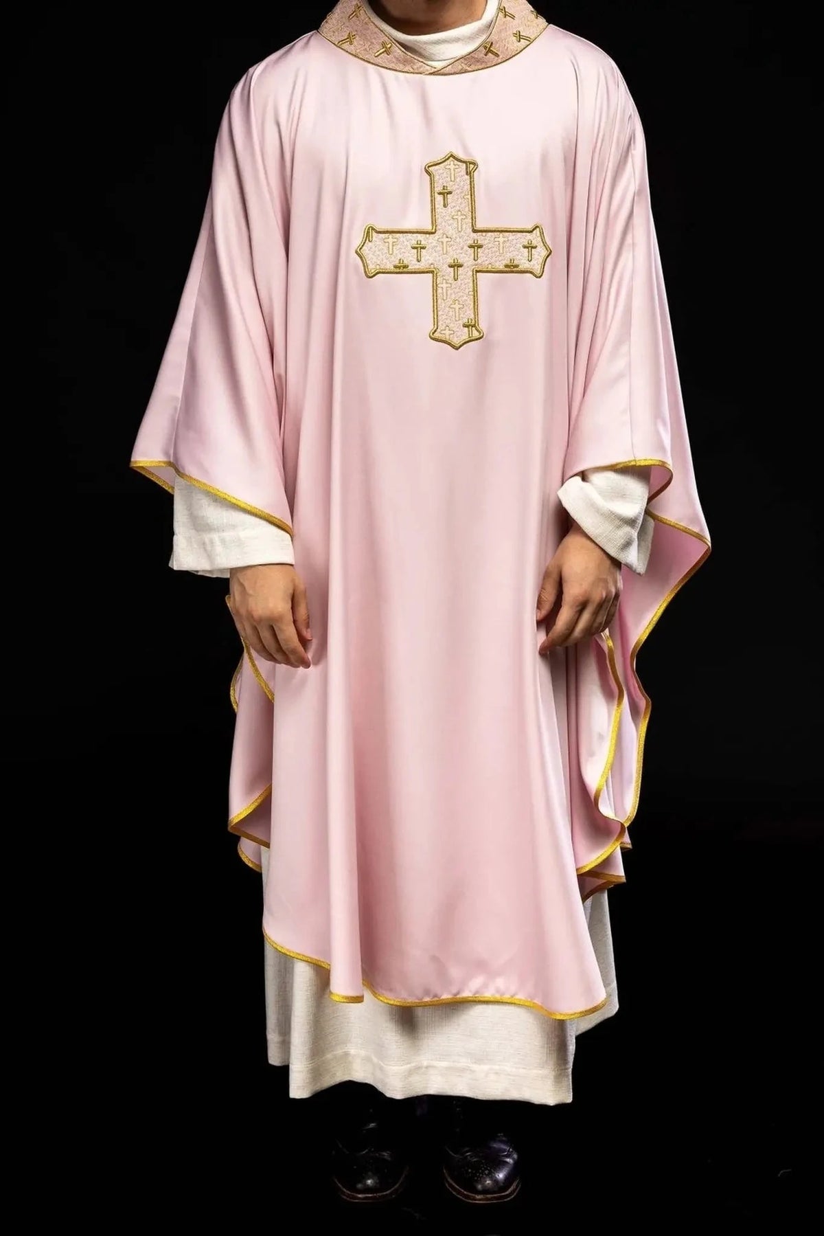 Pink Chasuble with Embroidered Cross - detail 2