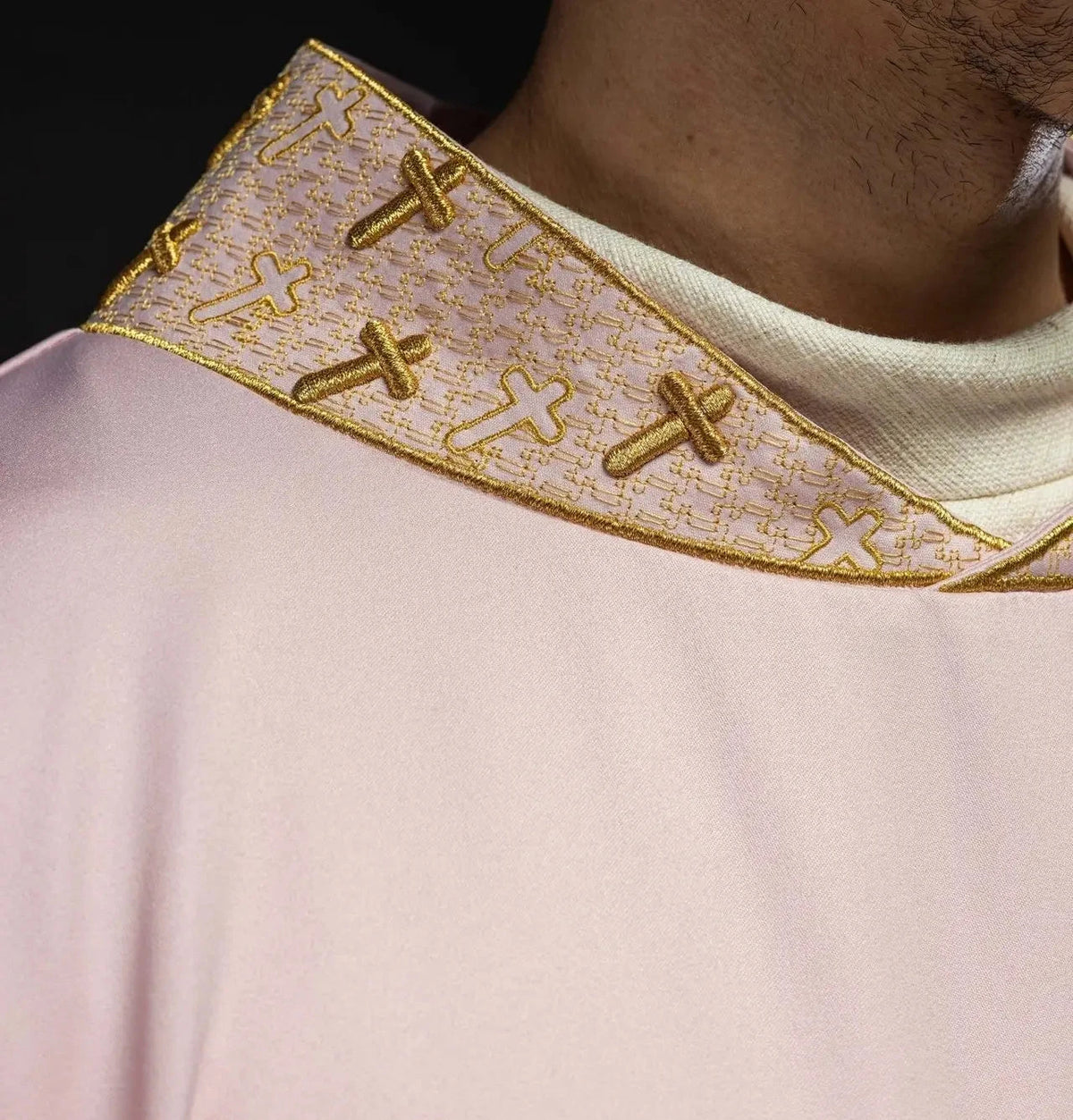 Pink Chasuble with Embroidered Cross - detail 4