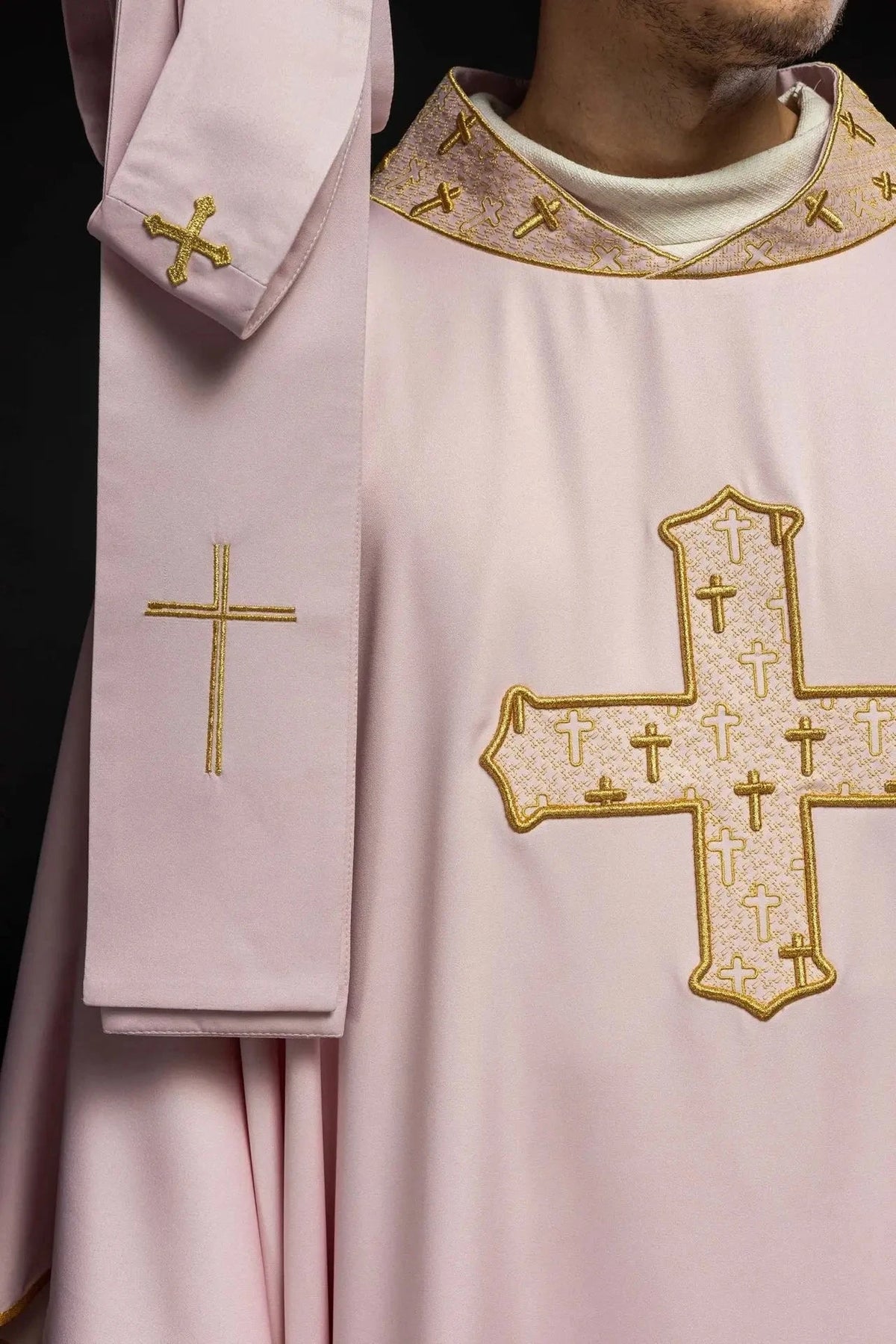 Pink Chasuble with Embroidered Cross - detail 5