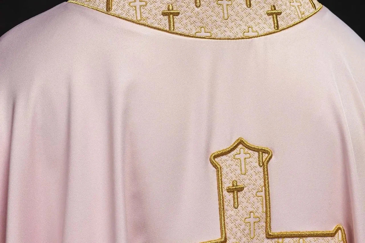 Pink Chasuble with Embroidered Cross - detail 6