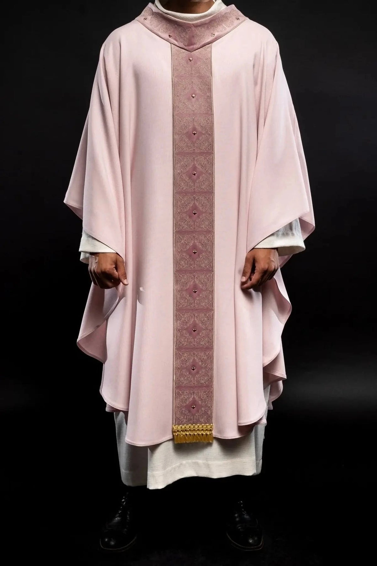 Pink Chasuble with Embroidered Ornamental Orphrey - detail 2