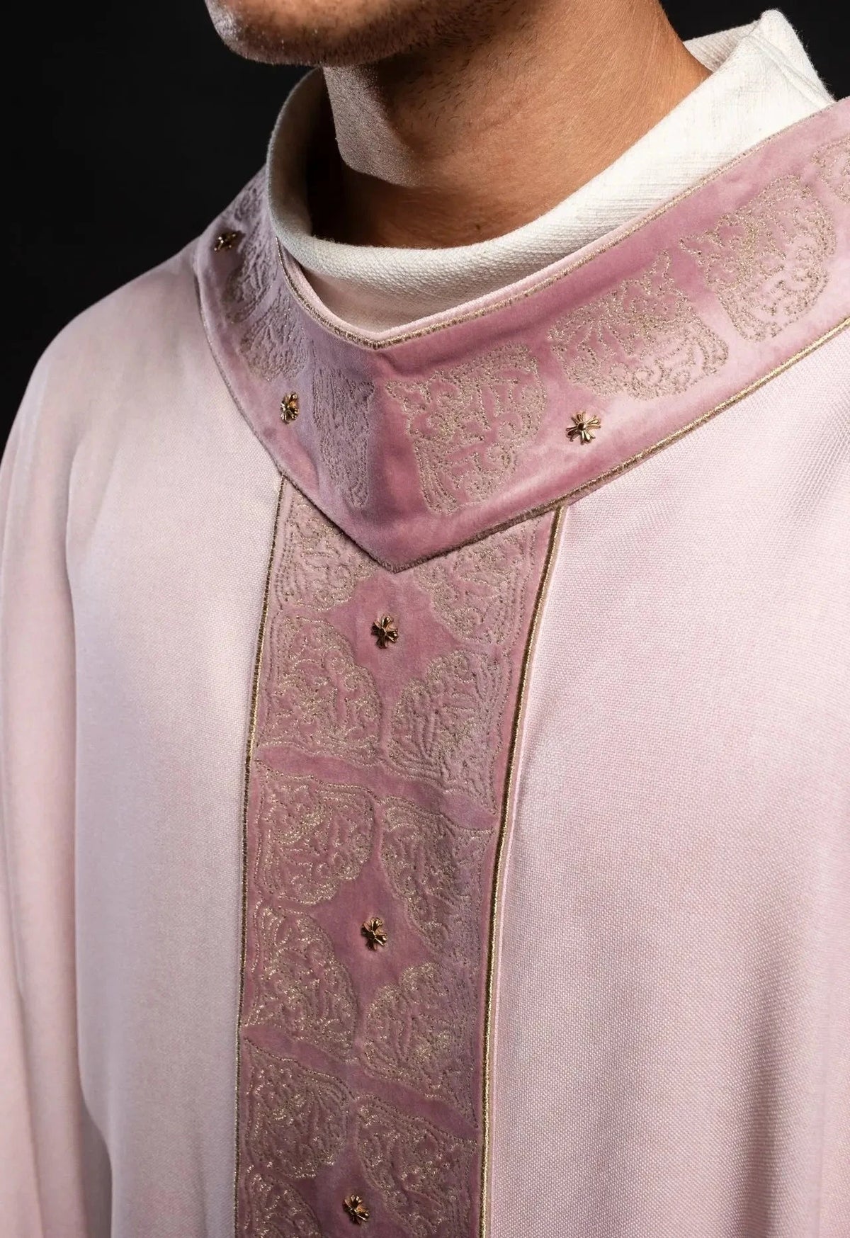 Pink Chasuble with Embroidered Ornamental Orphrey - detail 3