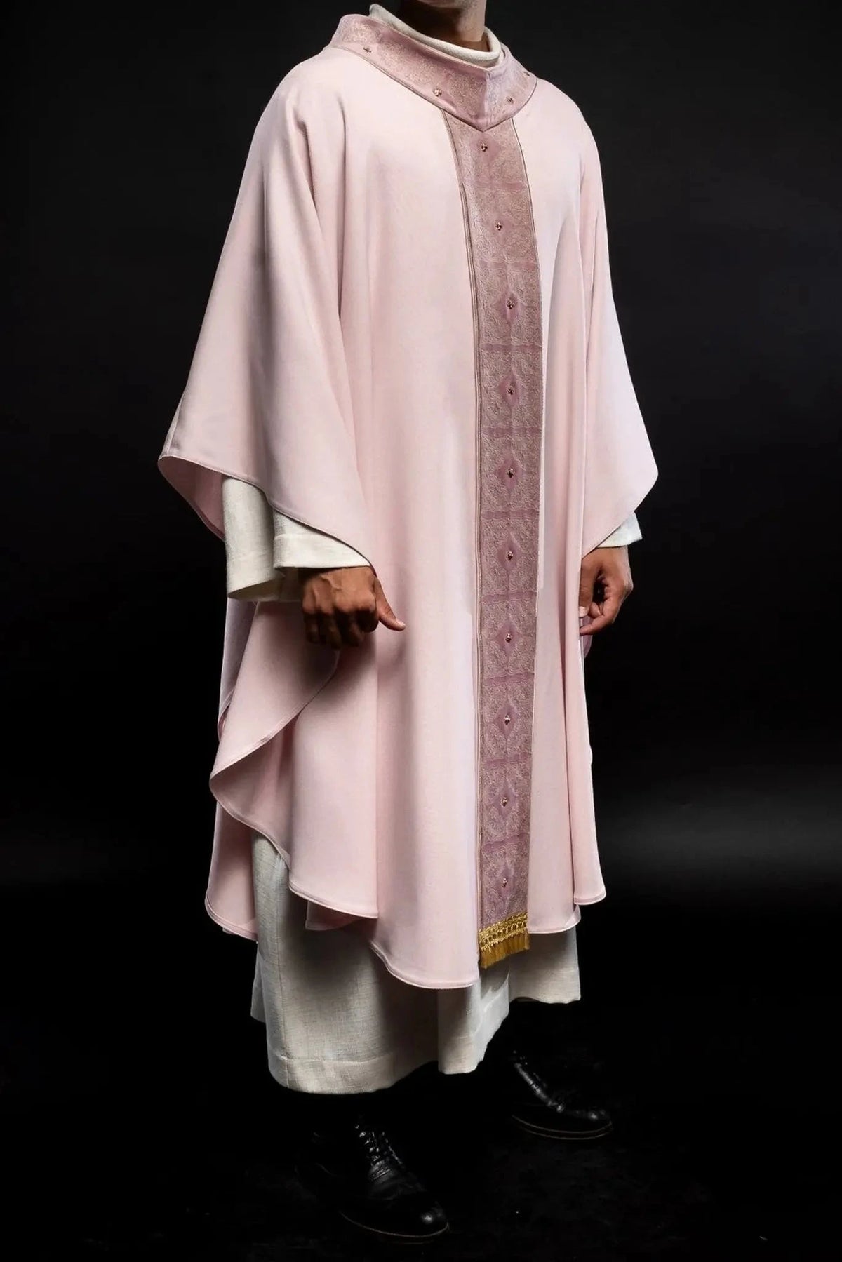 Pink Chasuble with Embroidered Ornamental Orphrey - detail 6