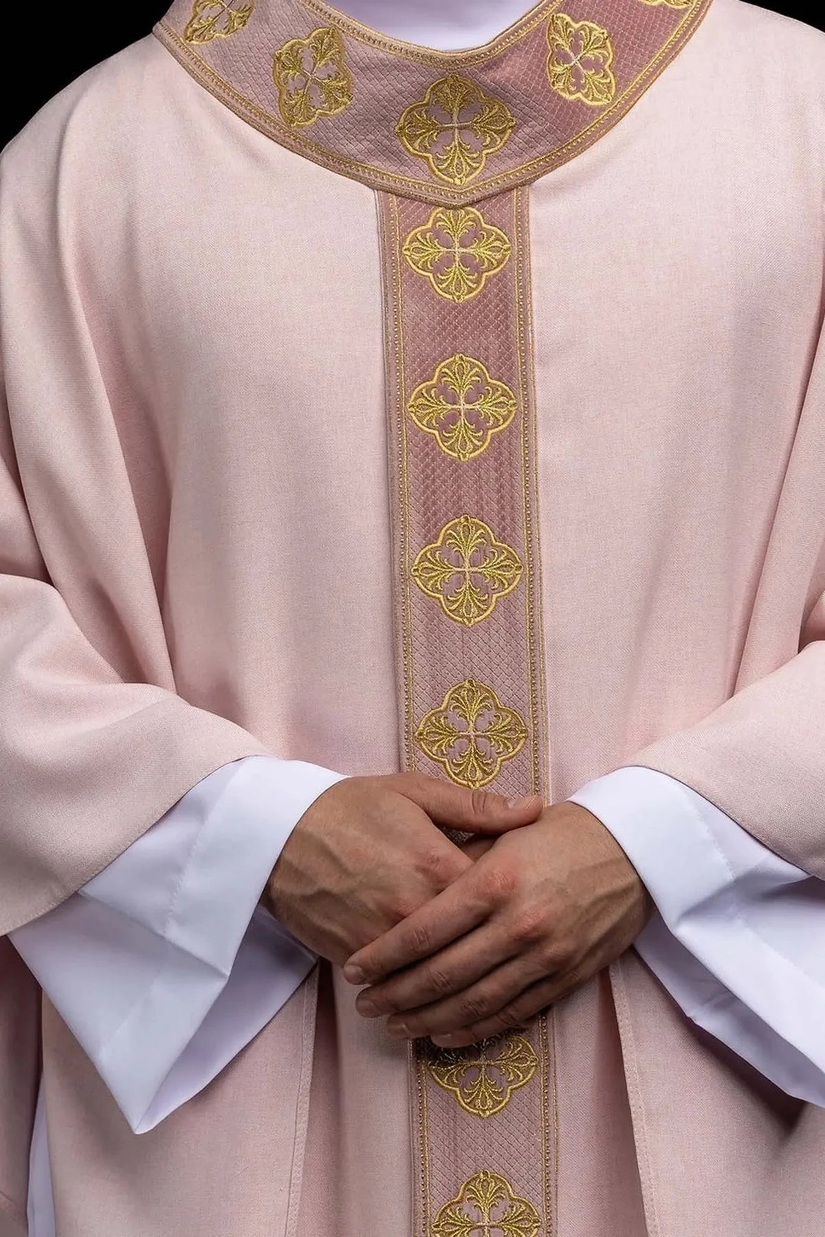 Pink Chasuble with Embroidered Cross Orphrey - Variant II - full view