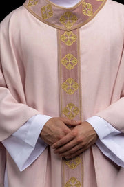 Pink Chasuble with Embroidered Cross Orphrey - Variant II - full view