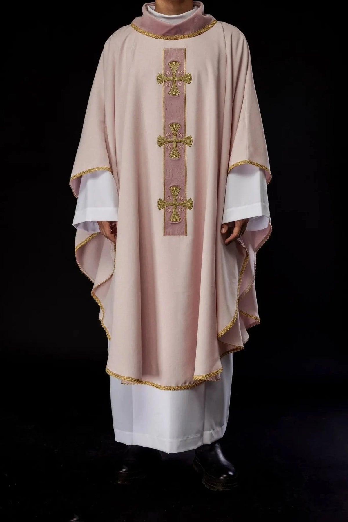 Pink Chasuble with Embroidered Crosses - detail 2