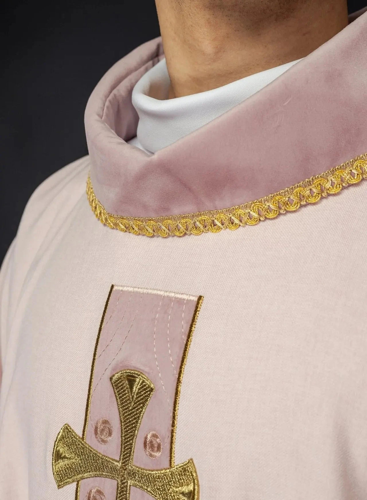 Pink Chasuble with Embroidered Crosses - detail 5