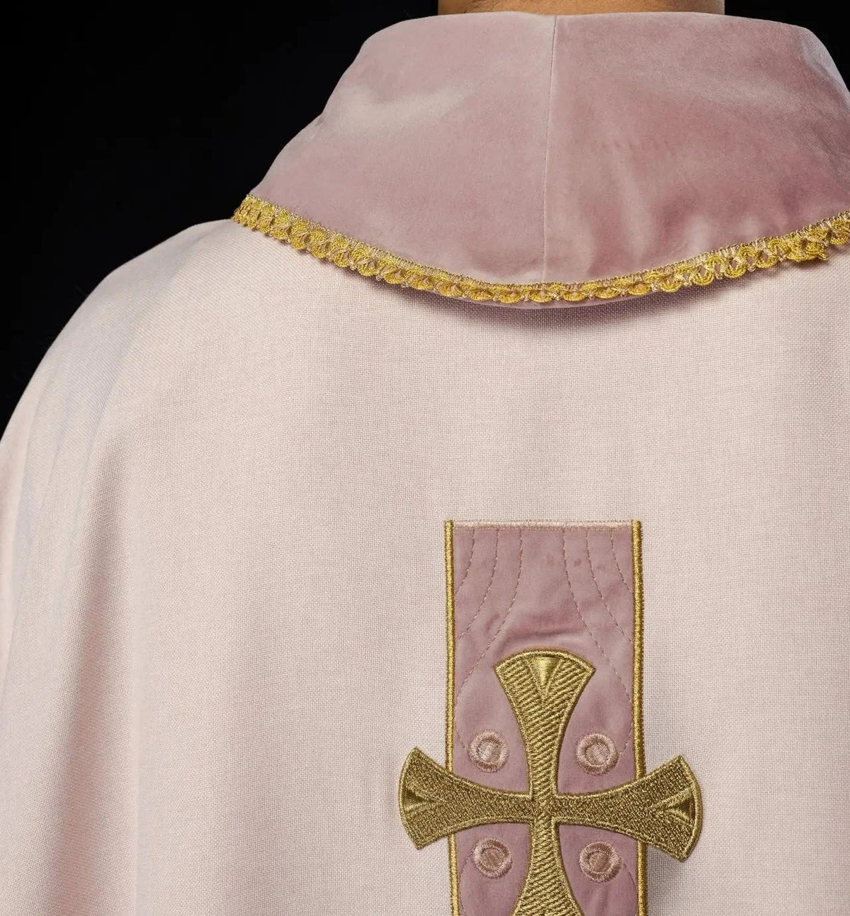 Pink Chasuble with Embroidered Crosses - detail 7