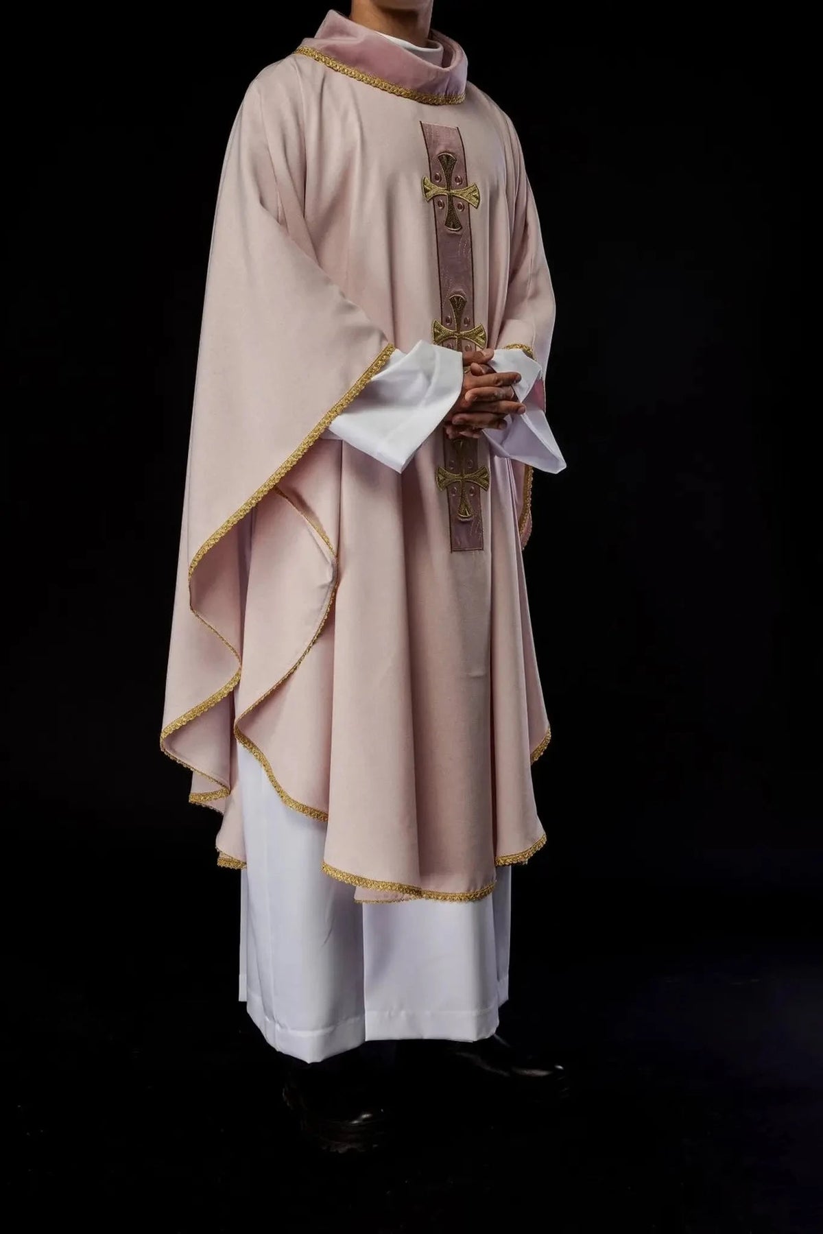 Pink Chasuble with Embroidered Crosses - detail 9