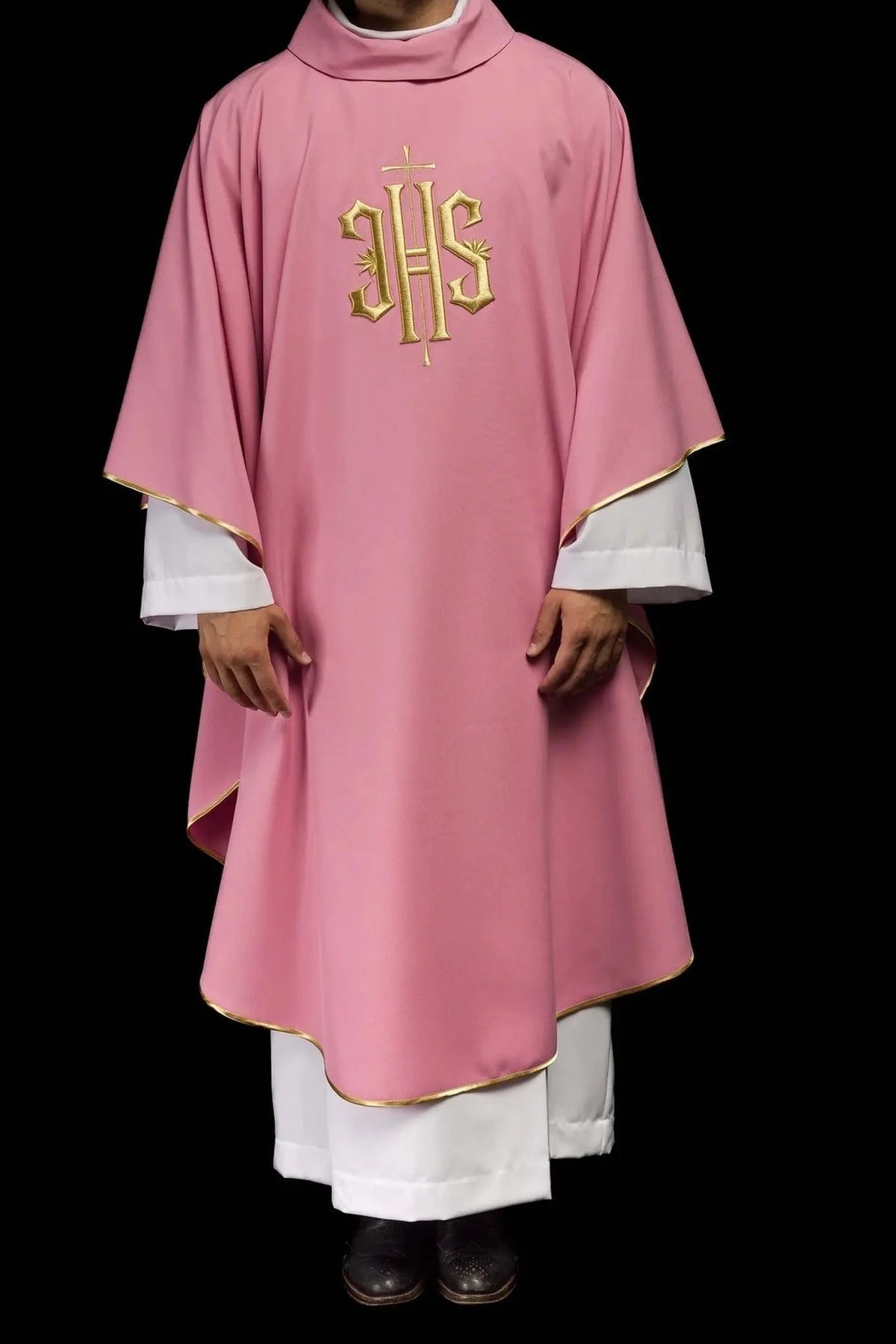 Pink Chasuble with Embroidered IHS - detail 2
