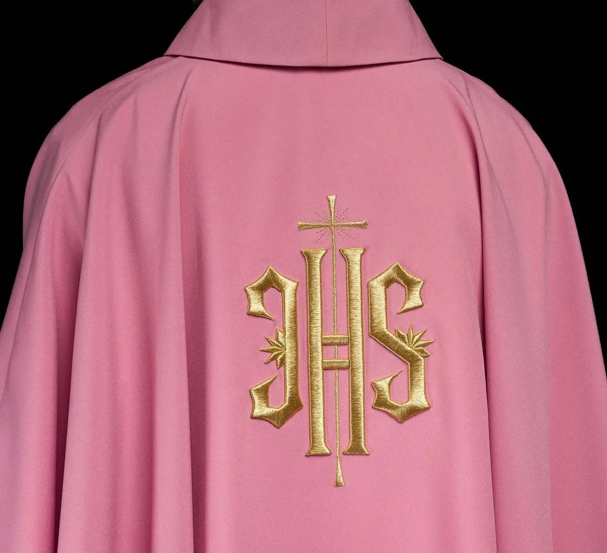 Pink Chasuble with Embroidered IHS - detail 6