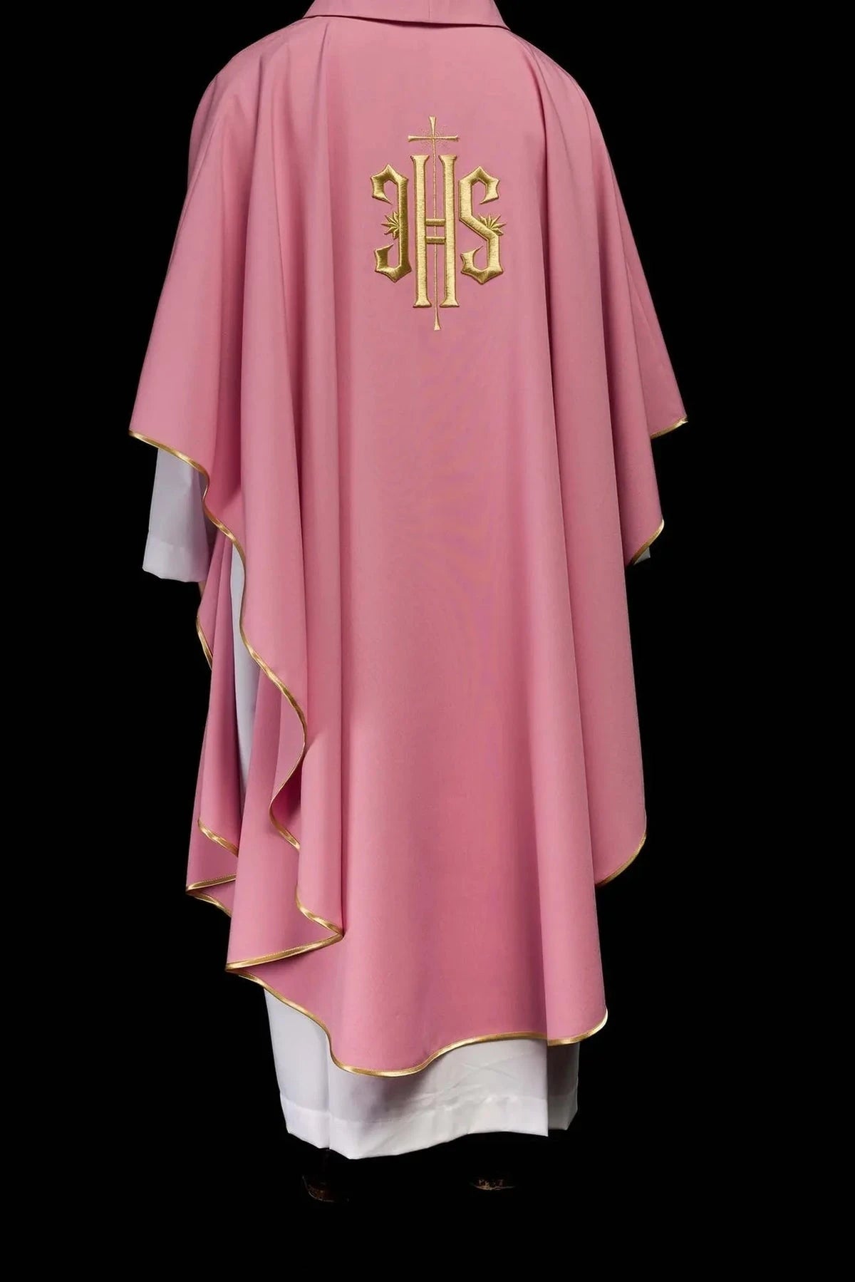 Pink Chasuble with Embroidered IHS - detail 7