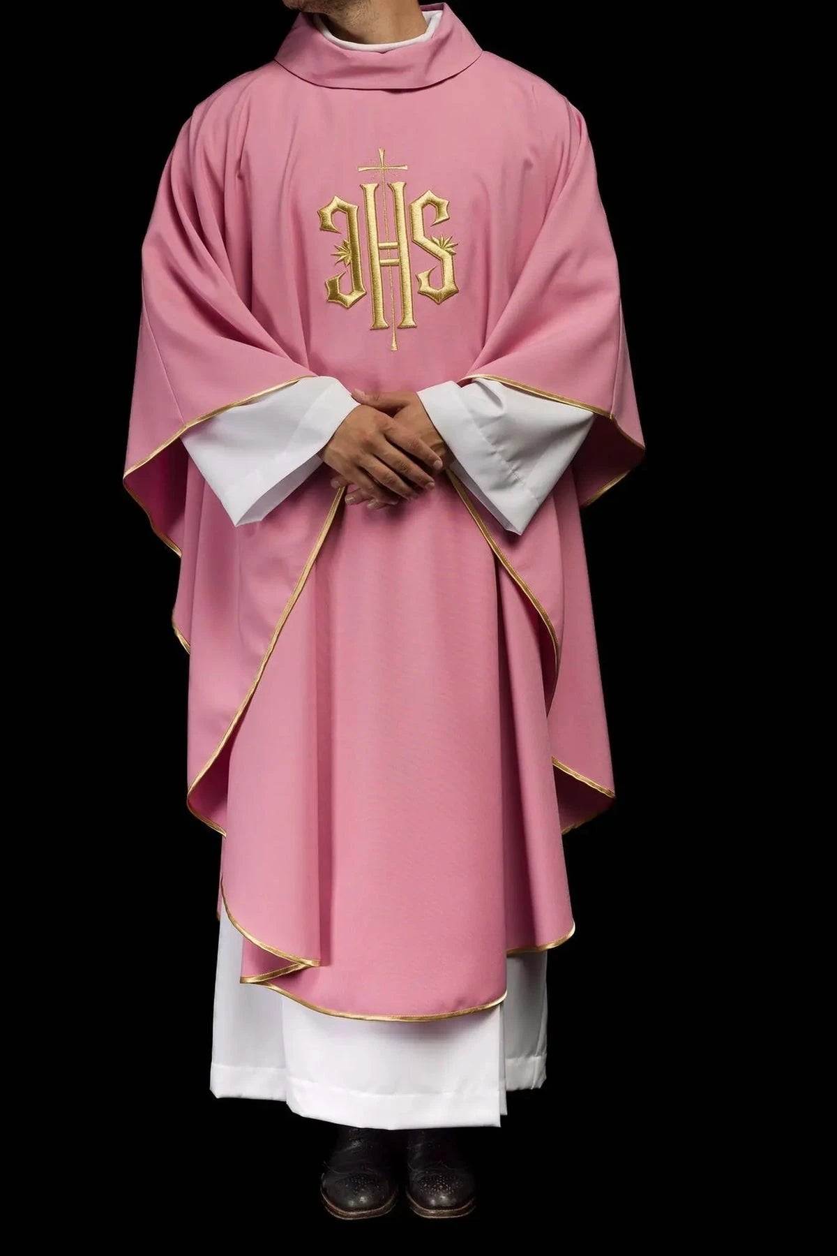Pink Chasuble with Embroidered IHS - detail 8