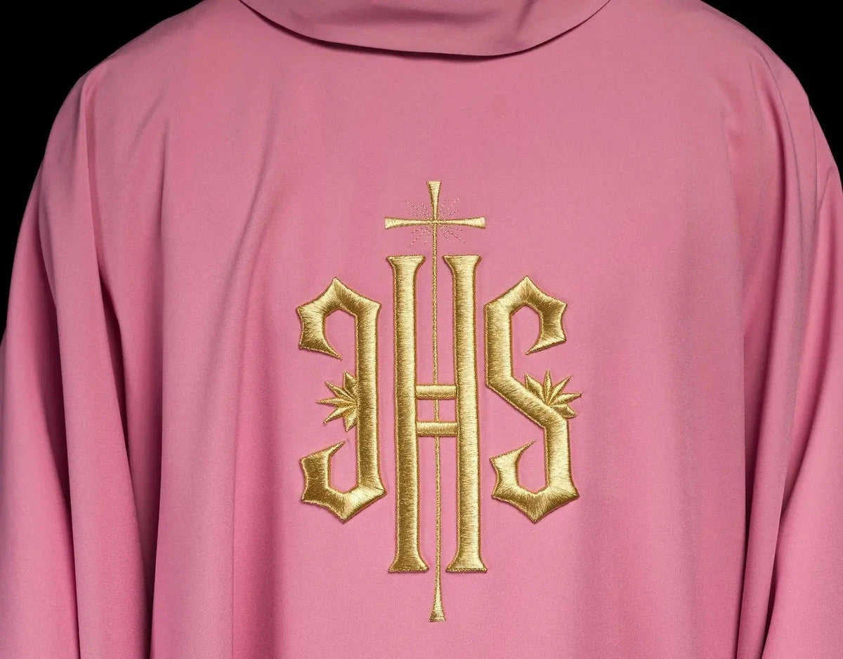 Pink Chasuble with Embroidered IHS - detail 9