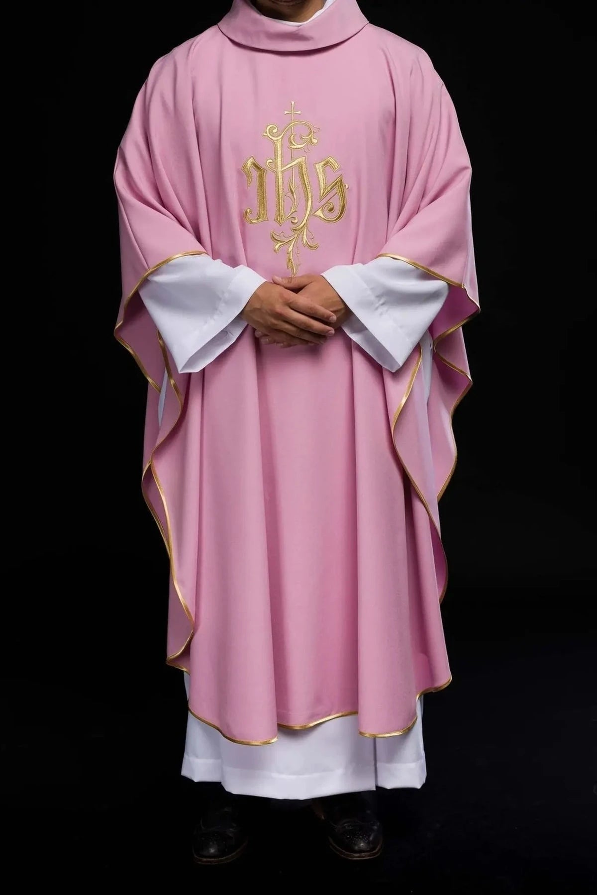Pink Chasuble with IHS Embroidery - Variant II - detail 2