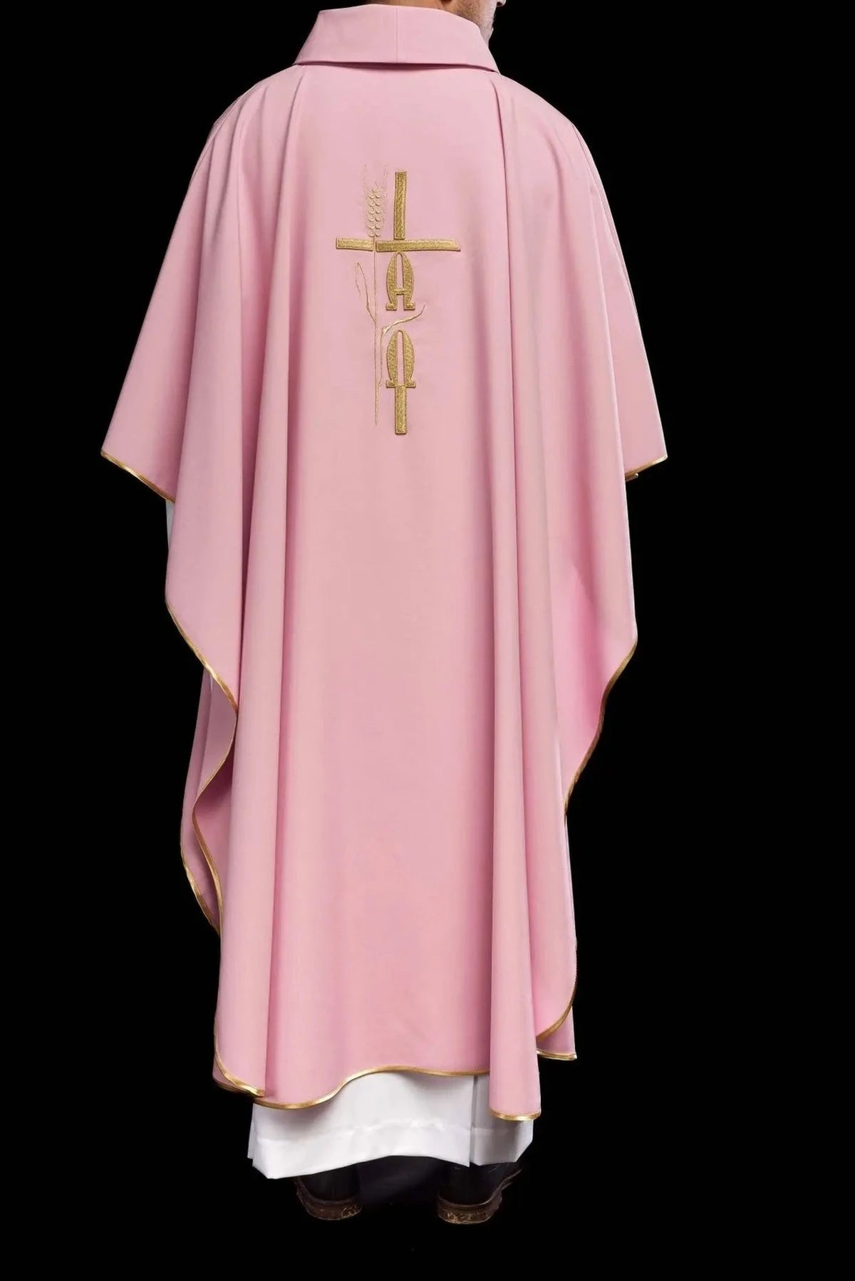 Pink Chasuble with Cross and IHS Embroidery - detail 7