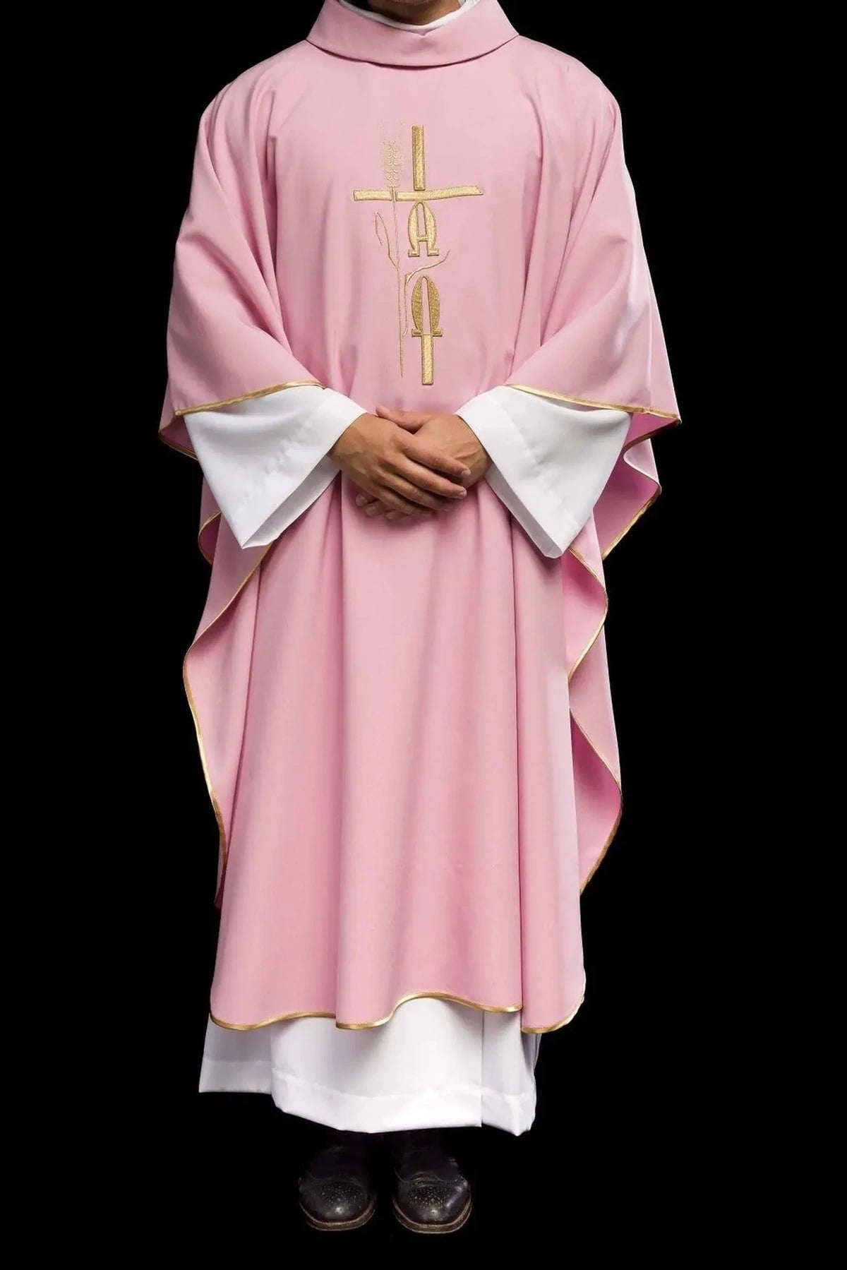 Pink Chasuble with Cross and IHS Embroidery - detail 8