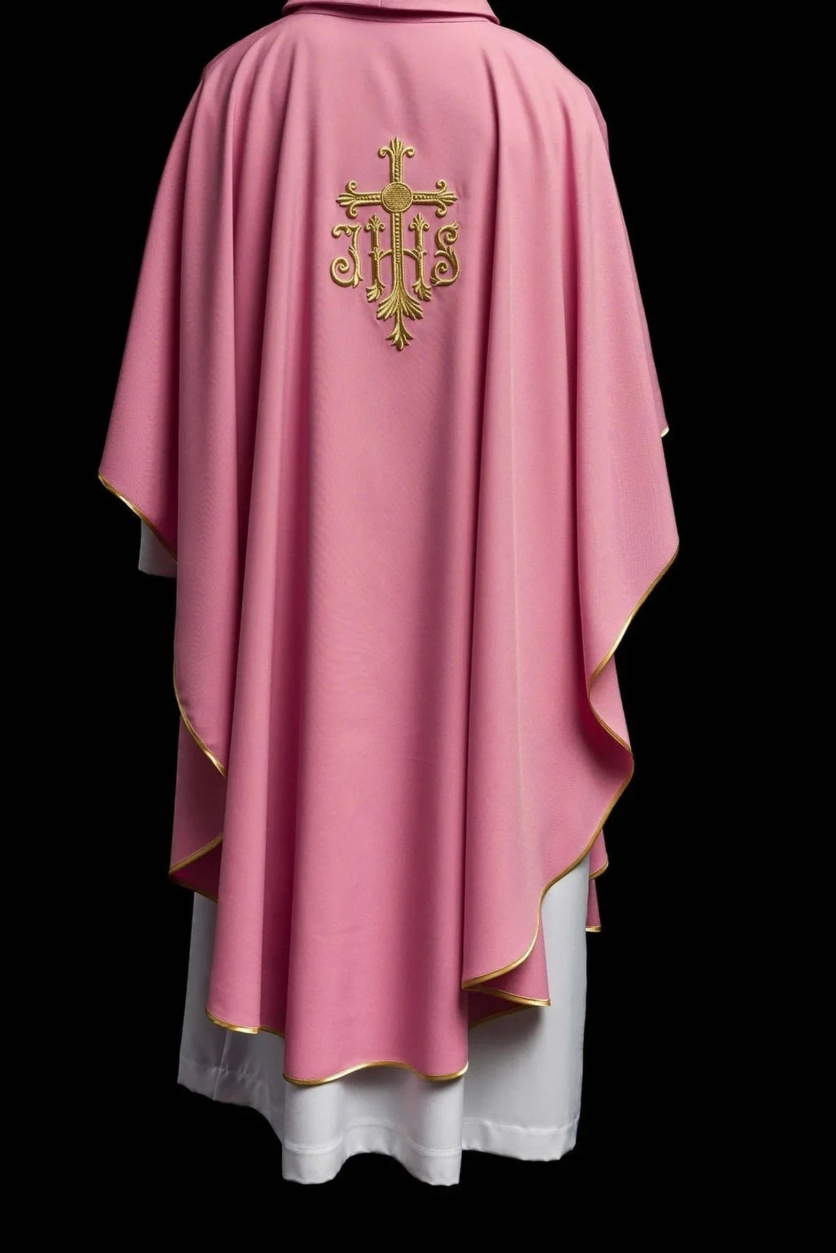 Pink Chasuble with Raised JHS Embroidery - detail 8