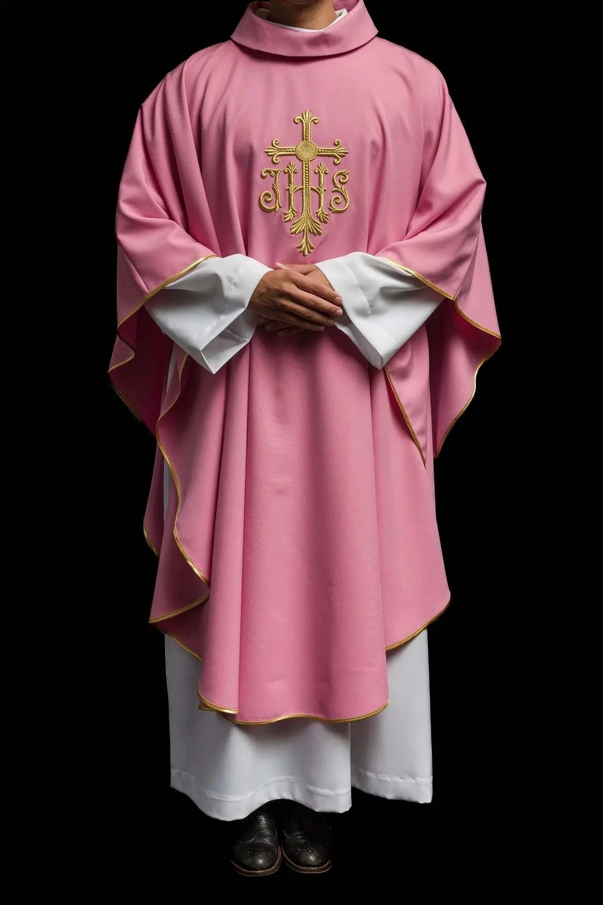 Pink Chasuble with Raised JHS Embroidery - detail 9
