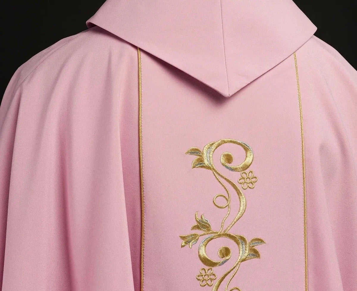 Pink Chasuble with Ornamental IHS Embroidery - detail 5