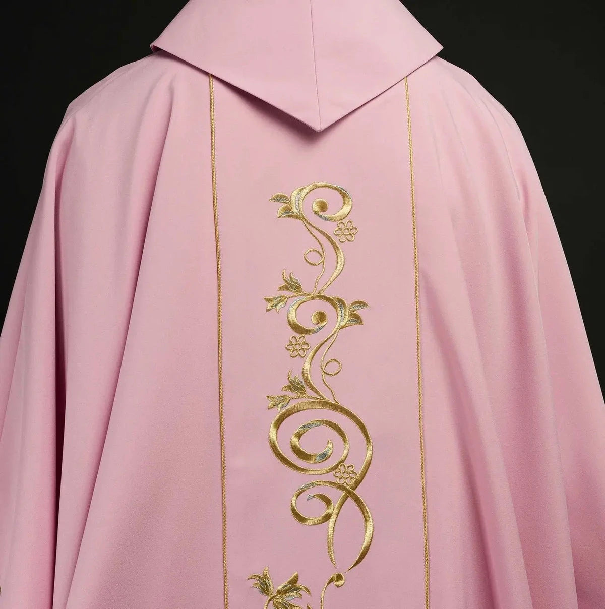 Pink Chasuble with Ornamental IHS Embroidery - detail 7