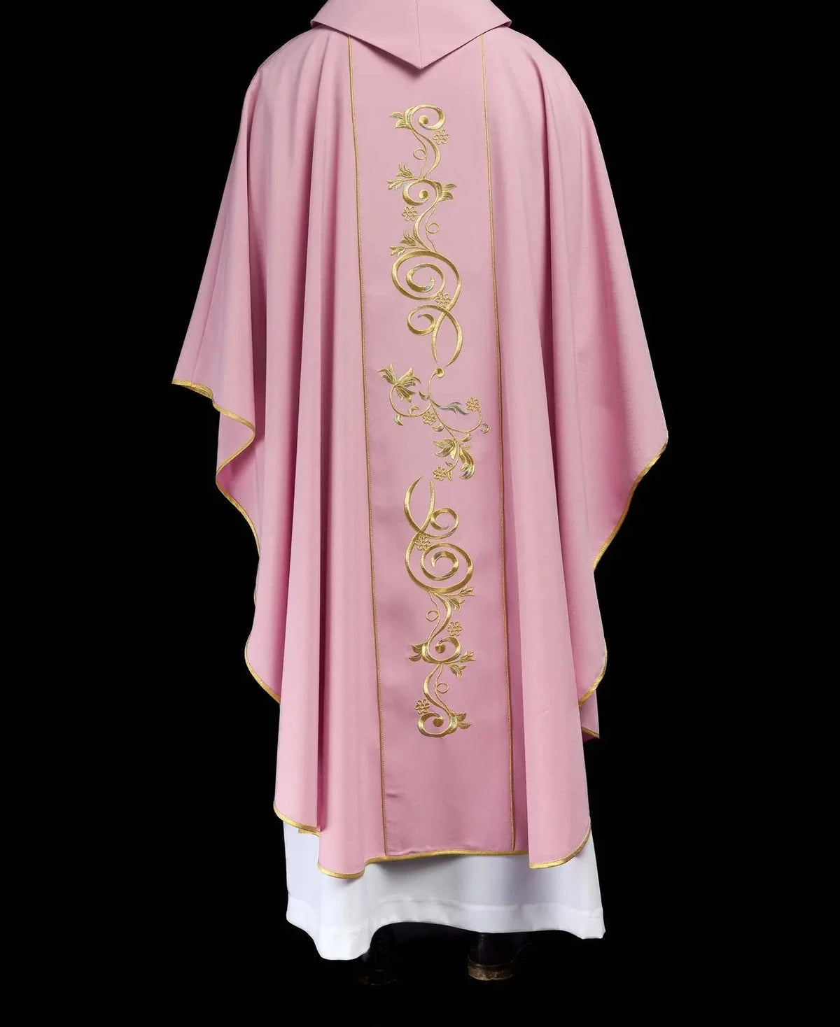 Pink Chasuble with Ornamental IHS Embroidery - detail 8